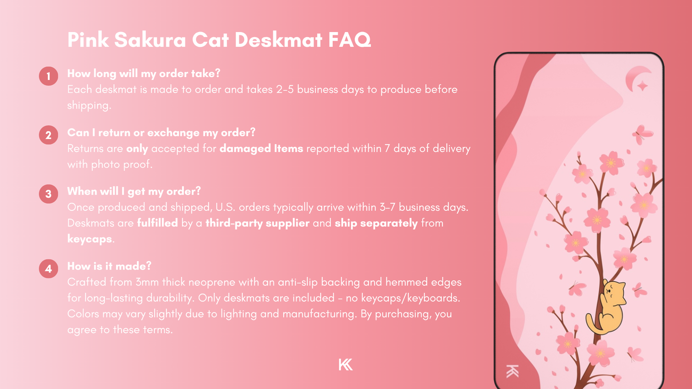 Pink Sakura Cat Deskmat – Cherry Blossom Dreams Desk Mat