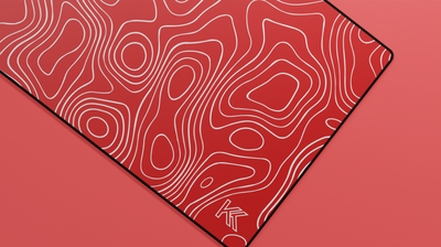 Ruby Topography Deskmat FAQ graphic detailing production time, fulfillment process, return and exchange policies, and how each deskmat is made.