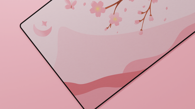 Pink Sakura Cat Deskmat – Cherry Blossom Dreams Desk Mat