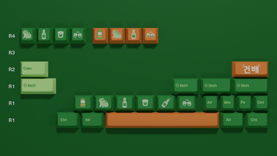 Close-up of the Yogurt Soju Keycap Set novelties and extra keys, highlighting the detailed dye-sublimated legends and premium finish.